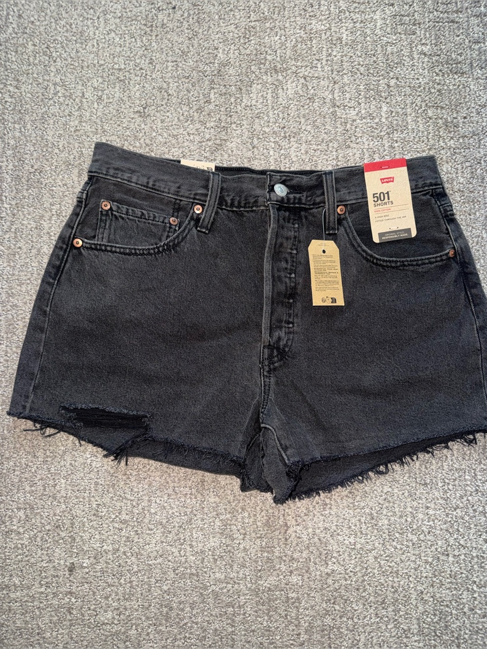 Levi's Black High-Rise Cutoff 501 Shorts
